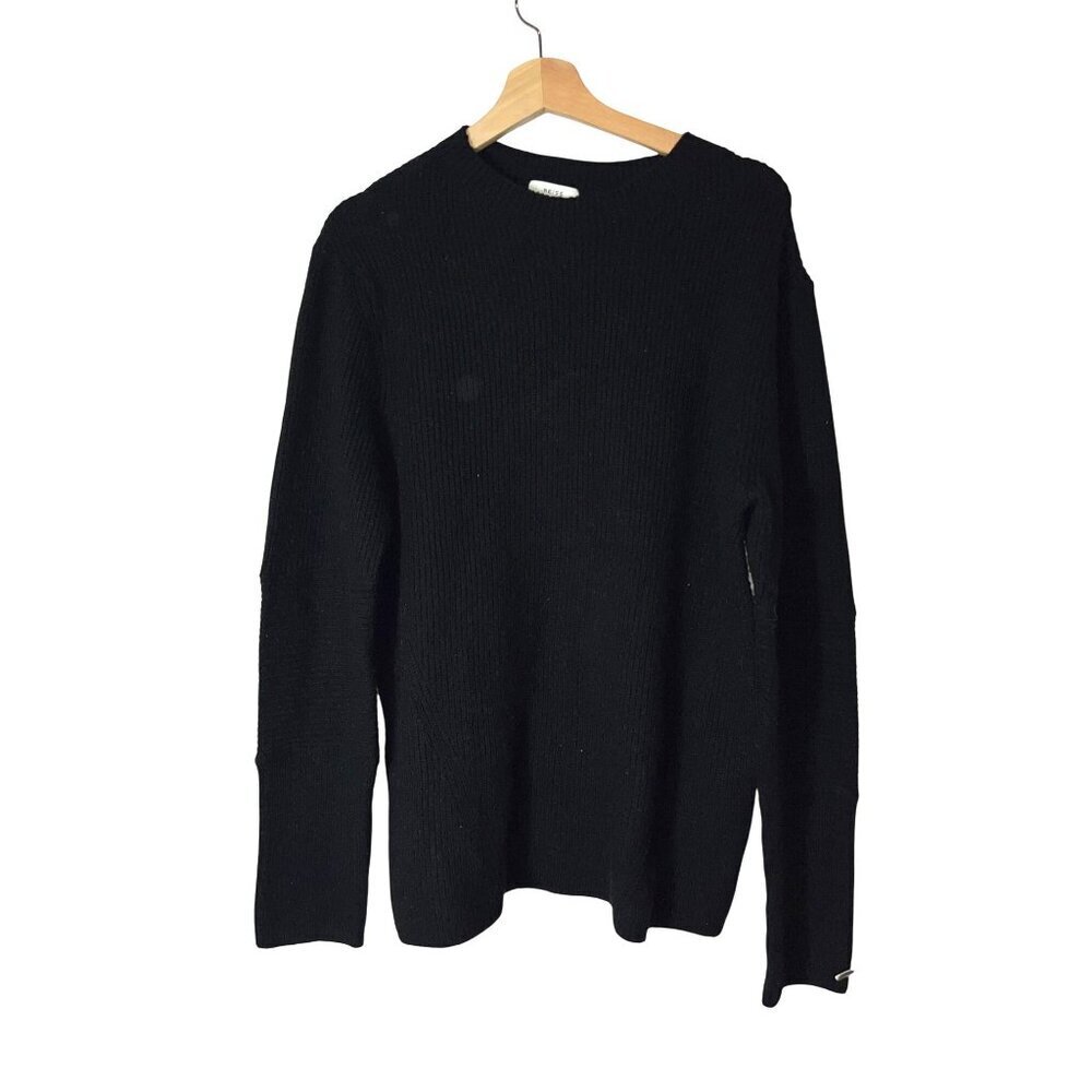Reiss Black Orley Ribbed Knit Sweater Size Large Womens